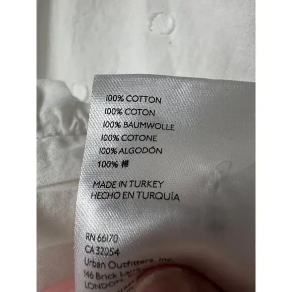 Maeve Anthropologie Blouse Womens 4 White Cropped Clip Dot Puffed Sleeve Top A2 - Picture 4 of 7